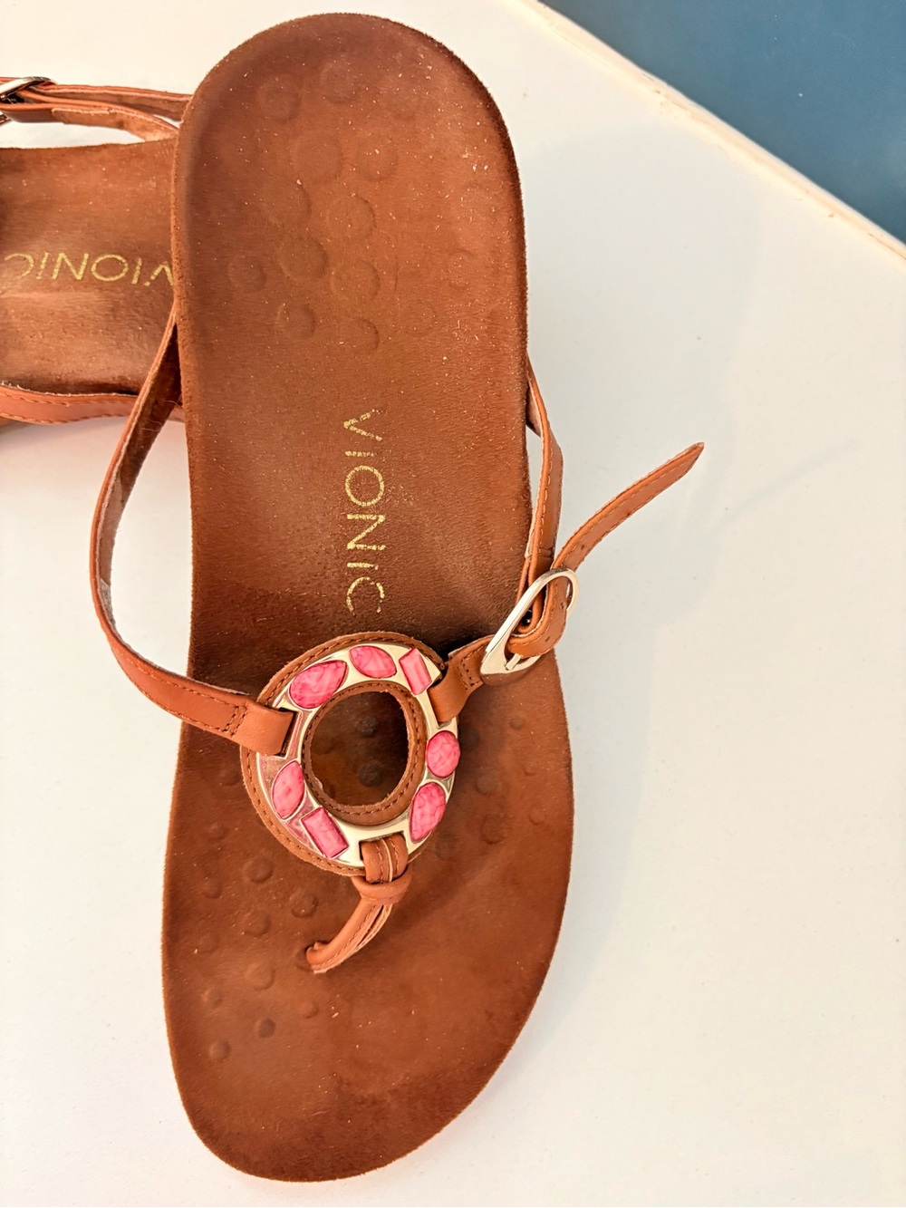 Vionic Sandals with Pink Accents - Picture 2 of 5